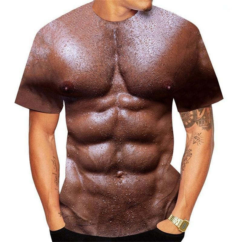 Fashion T-shirt Fake Muscle 3D Print Summer Men Short Sleeve T Shirts Oversized Harajuku Streetwear Male Oversize Tees Tops