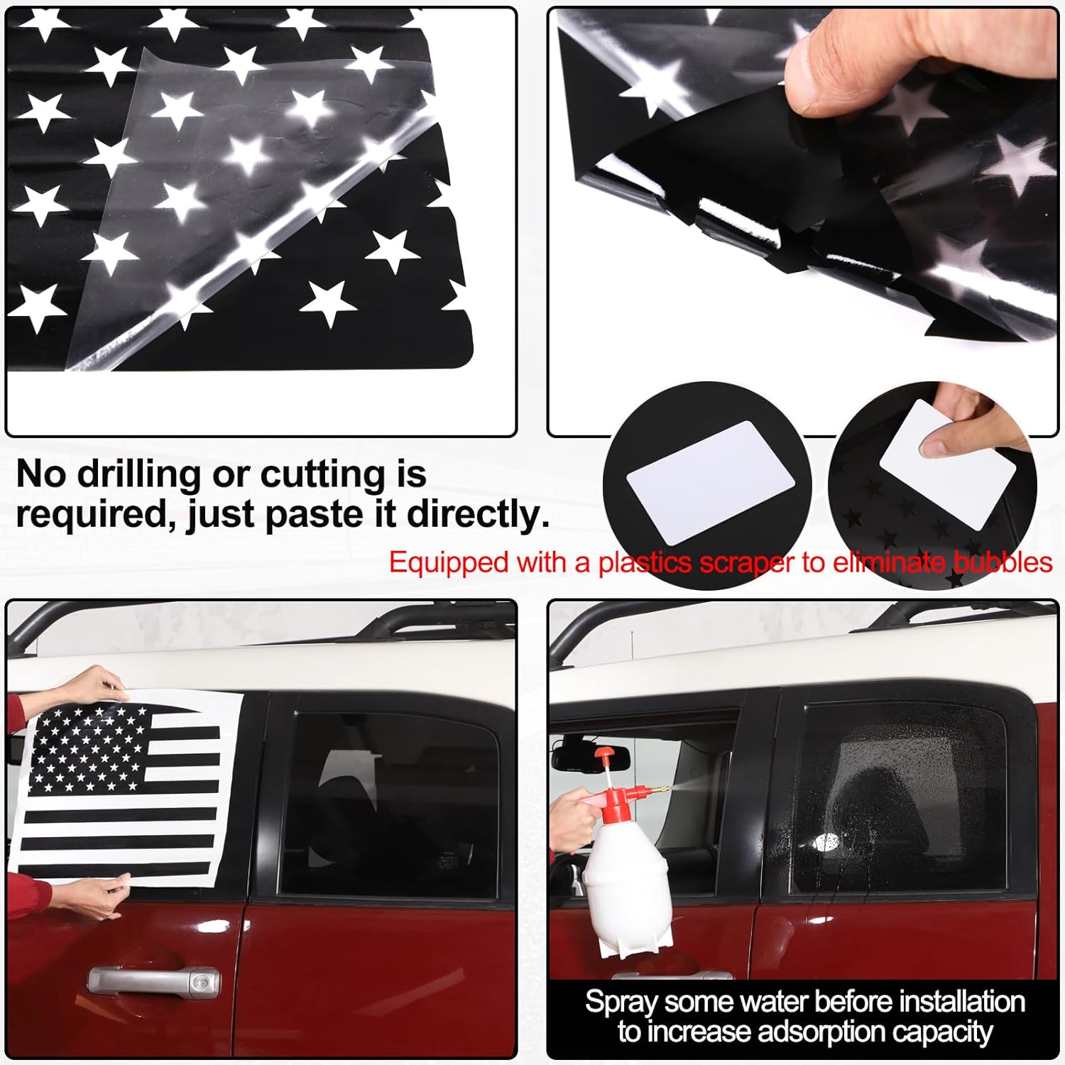

Aunginsy Rear Seat Side Window American Flag Window Decal Sticker Compatible with Toyota FJ Cruiser 2007-2024 Car Tailgate Side Window Sticker Decal чорний