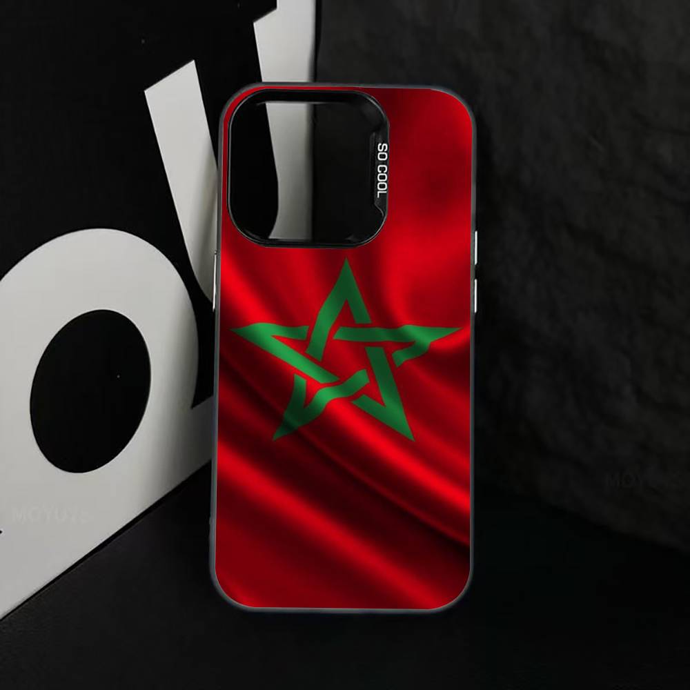 M-Morocco F-Flag Phone Case For iPhone 17,16,15,14,13,12,11 Plus,Pro Max,XS,Colorful Silver Black Cover iPhone14ProMax