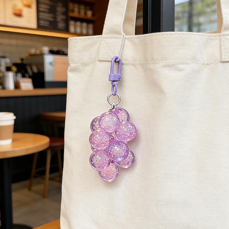 Acrylic Grape Cluster Keychain & Pendant - Crystal Grapes for Backpack or Phone
