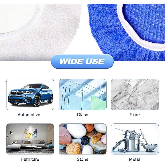 5 to 6 Inch Car Polisher Pad Bonnet, 15Pcs Car Polishing Bonnet Buffing Pads, 10*Microfiber+5*Woollen