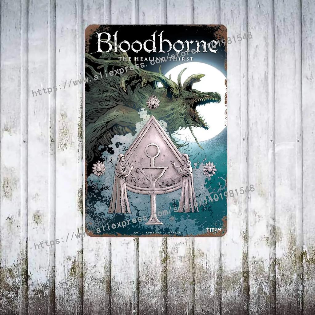 Bloodborne Video Game Metal Decor Poster Vintage Tin Sign Metal Sign Decorative Plaque for Pub Bar Man Cave Club Wall Decoration