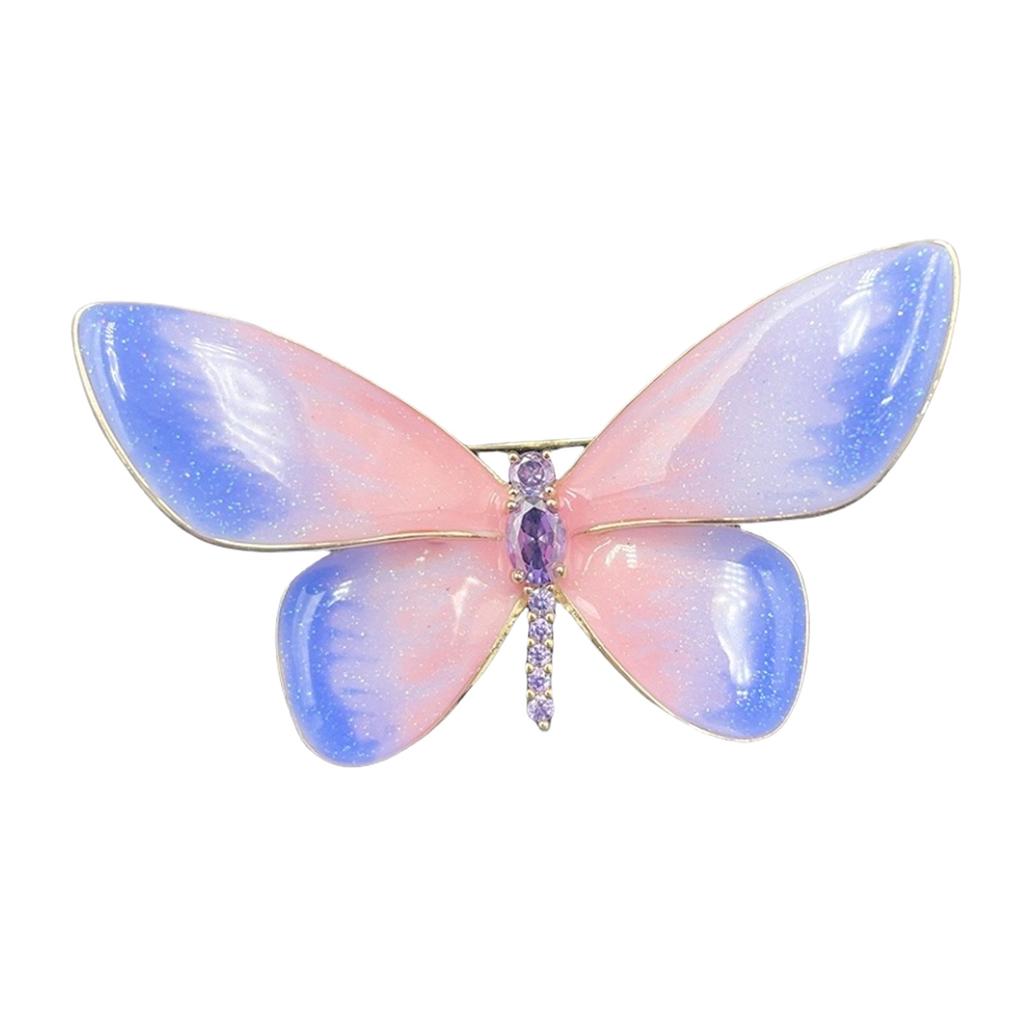 Elegant Butterfly Metamorphosis Gradient Color Copper Brooch Chic Butterfly Pin For Women Stylish Outfit Accessory