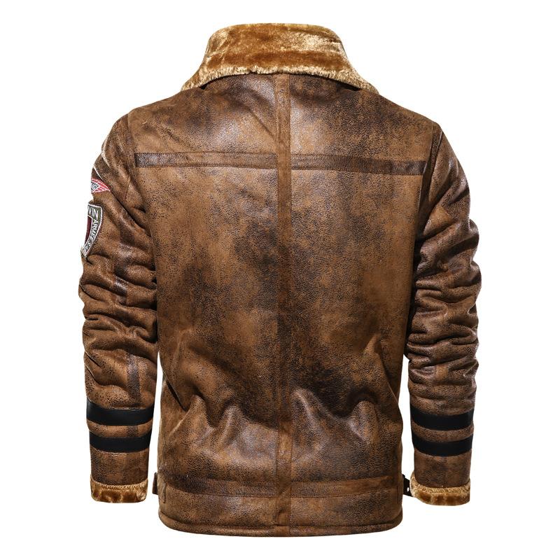 Winter Men's Lapel Fleece Jacket with Integrated Fleece and Thicker Fur
