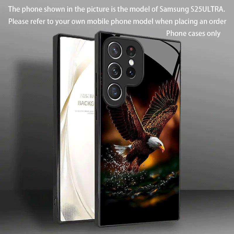 Flying Eagle Pattern Glass Phone Case Suitable for Samsung Galaxy S26 S25 S24 S23 S22 S20 FE/Ultra/Plus Anti Drop Back Cover