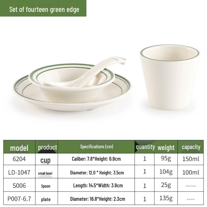 Melamine Four-Piece Table Set: Imitation Porcelain Plastic Bowls & Plates for Restaurants and Hotels