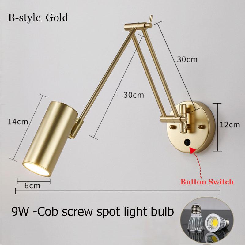 Lampa de Perete Modernă E27 pentru Dormitor, Lumină Mică de Noapte de Noptieră de Interior, Iluminat Nordic cu LED pentru Decorarea Casei, Corp de Iluminat COB cu Comutator cu Buton