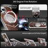 For iPhone 16 Pro Max Magnetic Case Wood + Metal Boardless Phone Back Cover with Ring Kickstand