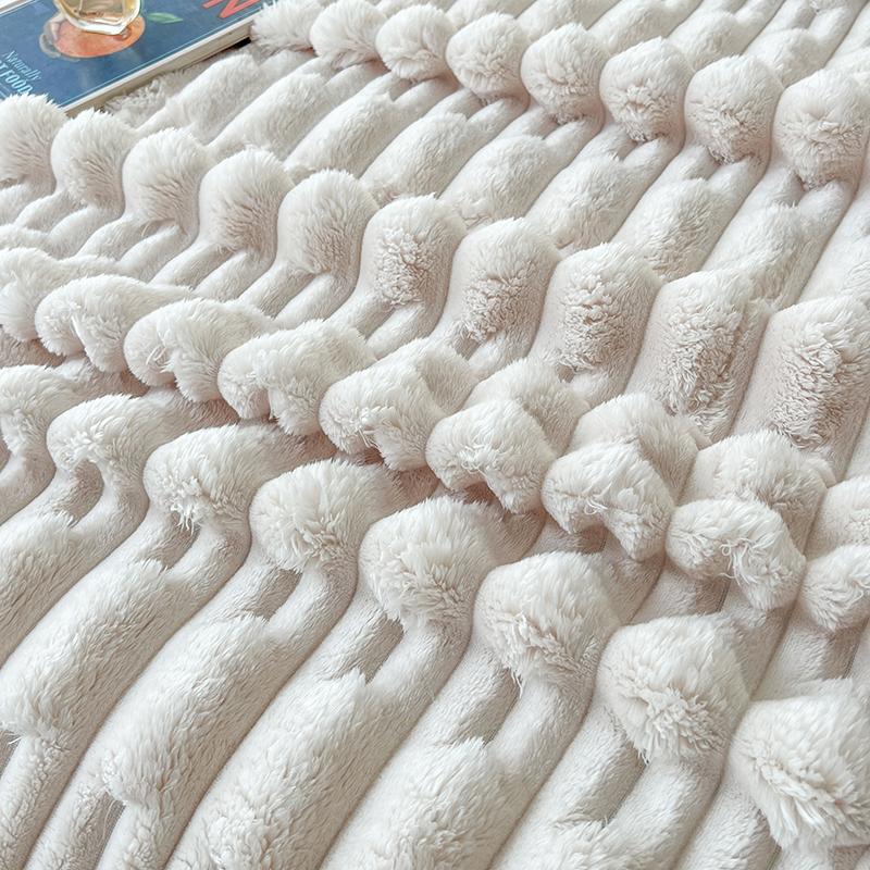 Cozy Soft Faux Rabbit Fur Throws Blanket for Couch Spring Autumn Warm Slub Velvet Bed Blanket Lightweight Office Nap Plush Plaid