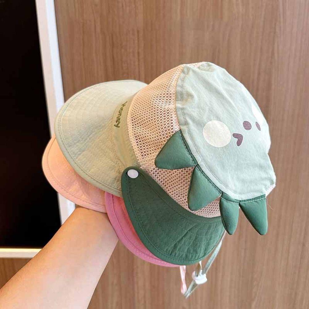 Letter Embroidery Cartoon Animal Bucket Hat Detachable Children's Fisherman Hat  Kid