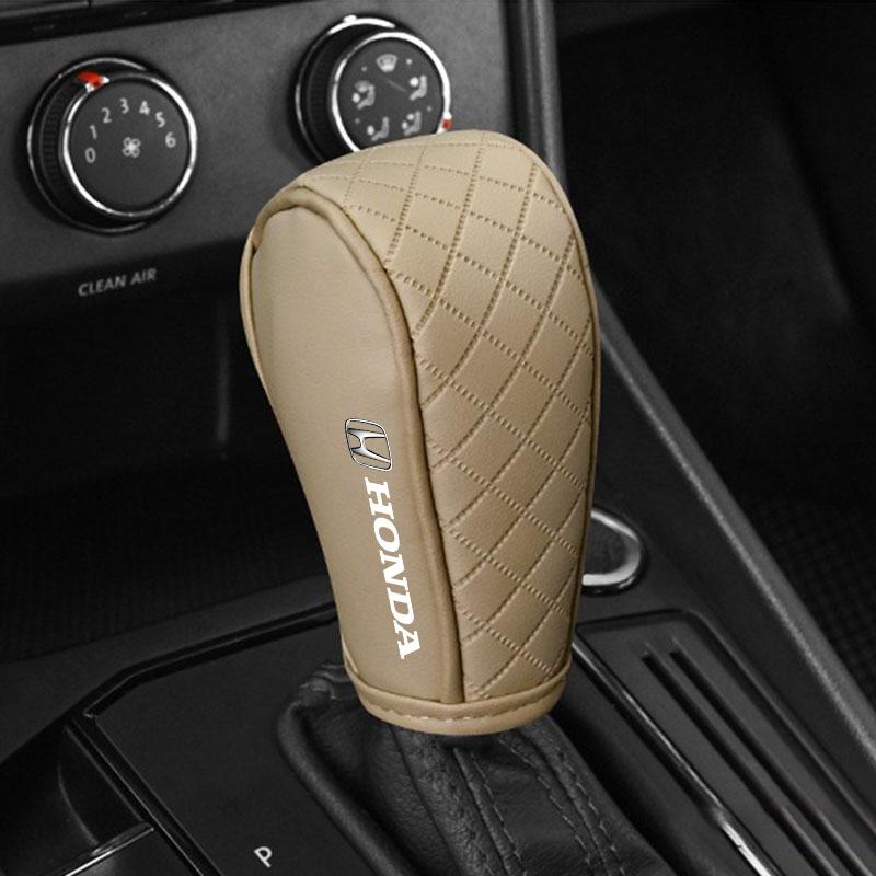 Car Gear Shift Cover PU Leather Shift Lever Cover Gearbox Shifter Knob Protective For Honda Fit Mugen Insight Type R VTEC SiPilot Fit XRV CRV HRV Dio