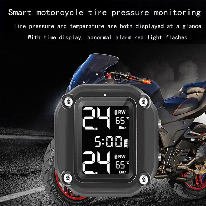 M5 Motocyklový TPMS Bezdrátový Motocyklový Motocyklový Systém Monitorování Tlaku v Pneumatikách s 2 Externími Senzory 5 Metod Alarmu