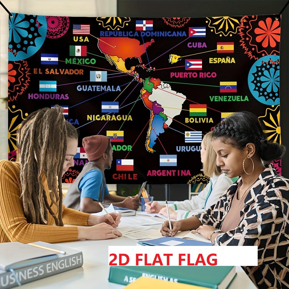 

2D Flat Hispanic Heritage Month Backdrop Flag, Latinx Heritage Month Porch Sign Banner, National 22 Spanish Speaking Countries