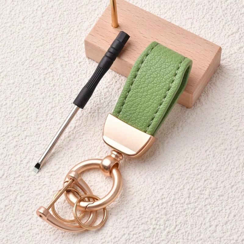 1PC Goat Pattern High-end Keyring New French Car Keychain Hardware Key Holder High Quality Lambskin Leather Keychain