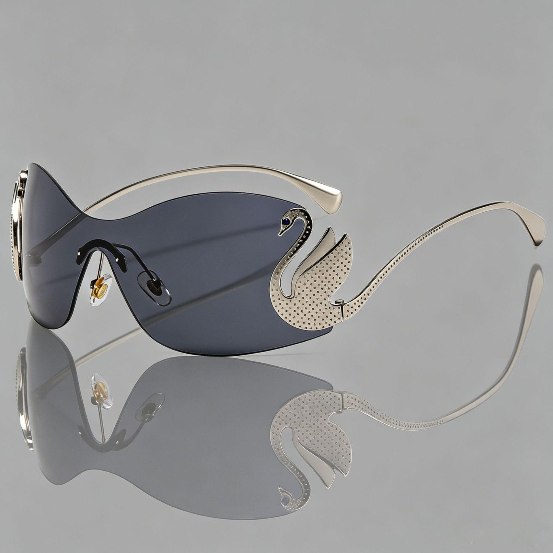 European & American Swan Metal Leg Frameless Women s Fashion Sunglasses - INS Style 9111