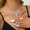 3PC Women's Fashion Water Drop Tassel Series Necklace Earrings Zircon Set Wedding Party Festival Gift-8528