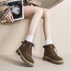 Natural Suede Women Boots Soft Sole Lace-up Thick Boots Fashion Casual Work Boots