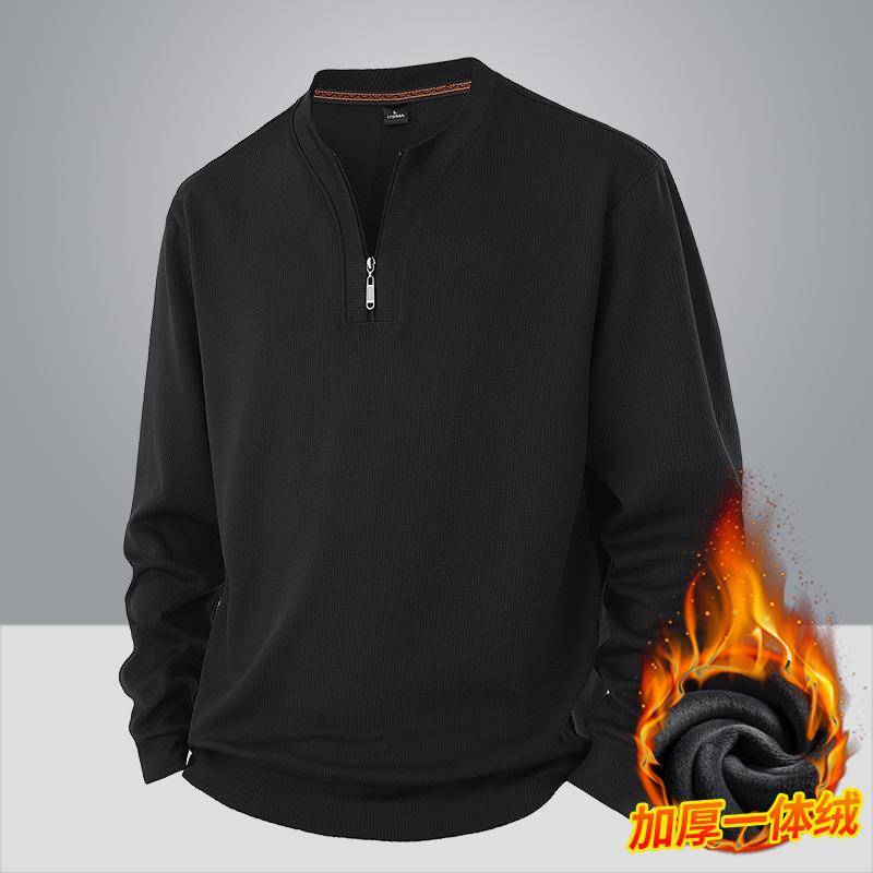 Men's Padded Warm Fashionable Versatile Large Size Heavyweight Sweater Soft Quality Fabric Round Neck Design Loose Casual Sports Long Sleeve