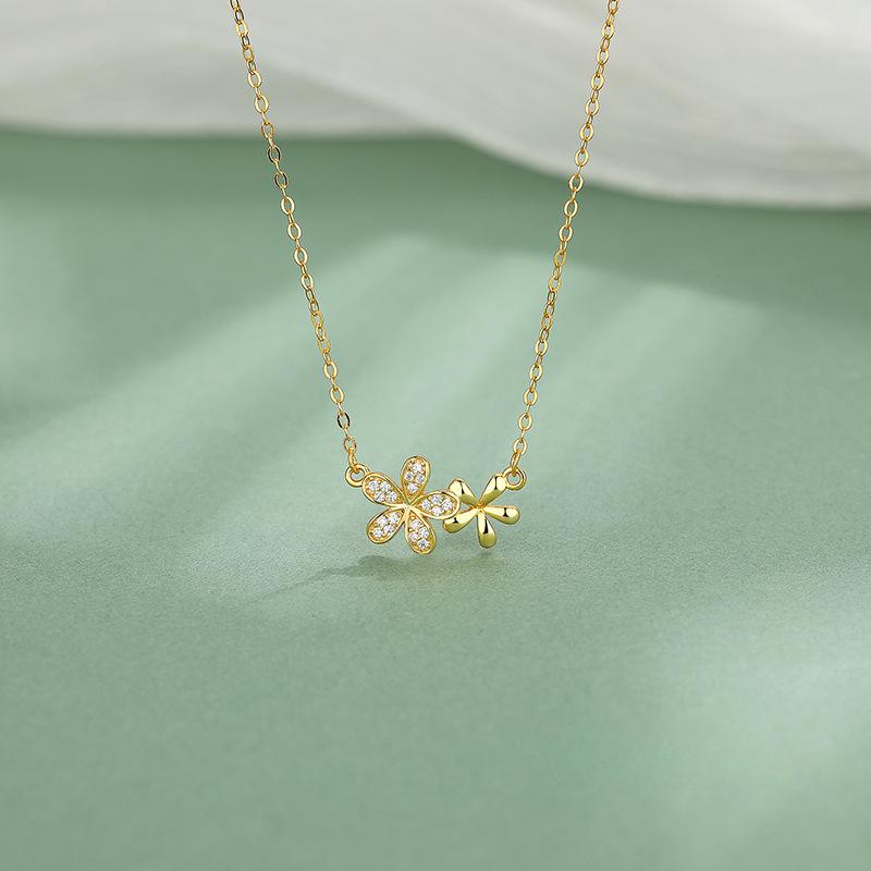 

Ожерелье с двумя цветами и бриллиантами для женщин. Мода, индивидуальность, свежий и художественный стиль, цепочка-воротник