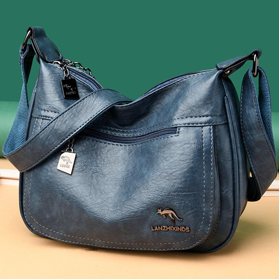 Bolsos Mensajero de Cuero de Canguro Femeninos Bolsos de Mano de Cuero de Lujo Femeninos Bolsos para Mujer Bolso de Hombro de Diseñador para Señoras