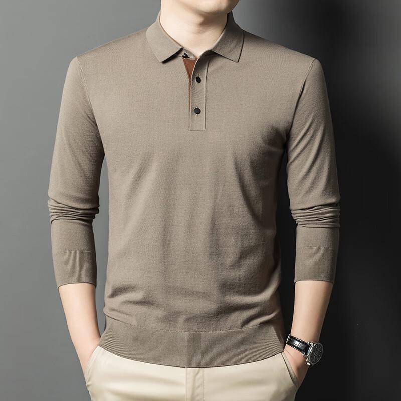 Men s Wool Blend Long-Sleeve Knit Polo Shirt M