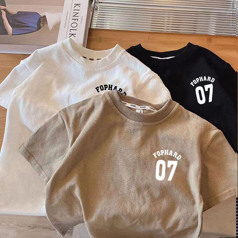Korean Style Boys' Short Sleeve T-shirt - Summer 2024 Pure Cotton Toddler Top