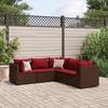 VidaXL Garden Lounge Set 5 Pcs with Cushions Brown Wicker, Outdoor Sofa Set, Garden Corner Sofa, 3308125