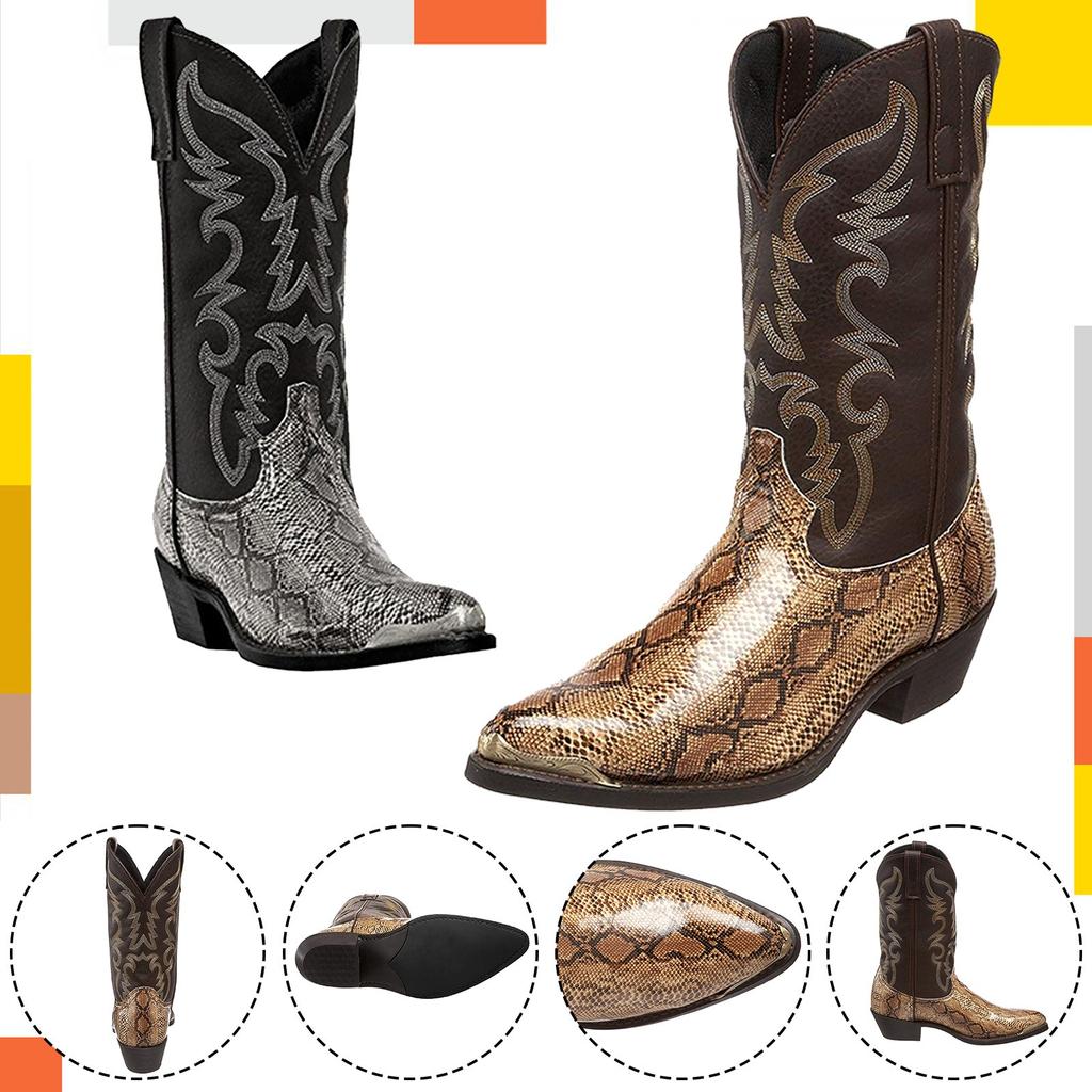 Hombre y mujer Mismo estilo Puntiagudo Puntiagudo Tacón bajo Costuras Tacón  cuadrado Bordado Medio tubo Botas comprar a buen precio — entrega gratuita,  reseñas reales con fotos — Joom