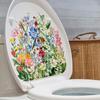 1Pcs Flower Floral Toilet Stickers Green Plant Leaves Wall Stickers Decoration Waterproof Self-Adhesive Decals Bathroom Sticker