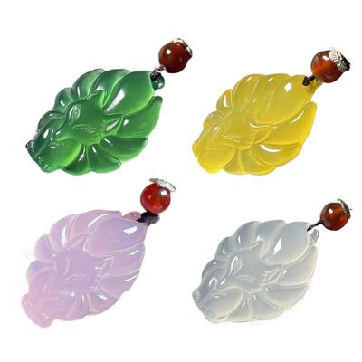 1pcs White Chalcedony Nine-tailed Fox Pendant Unisex Chinese Animal Lucky Amulet Clothing Accessories Lucky Jewelry Gift