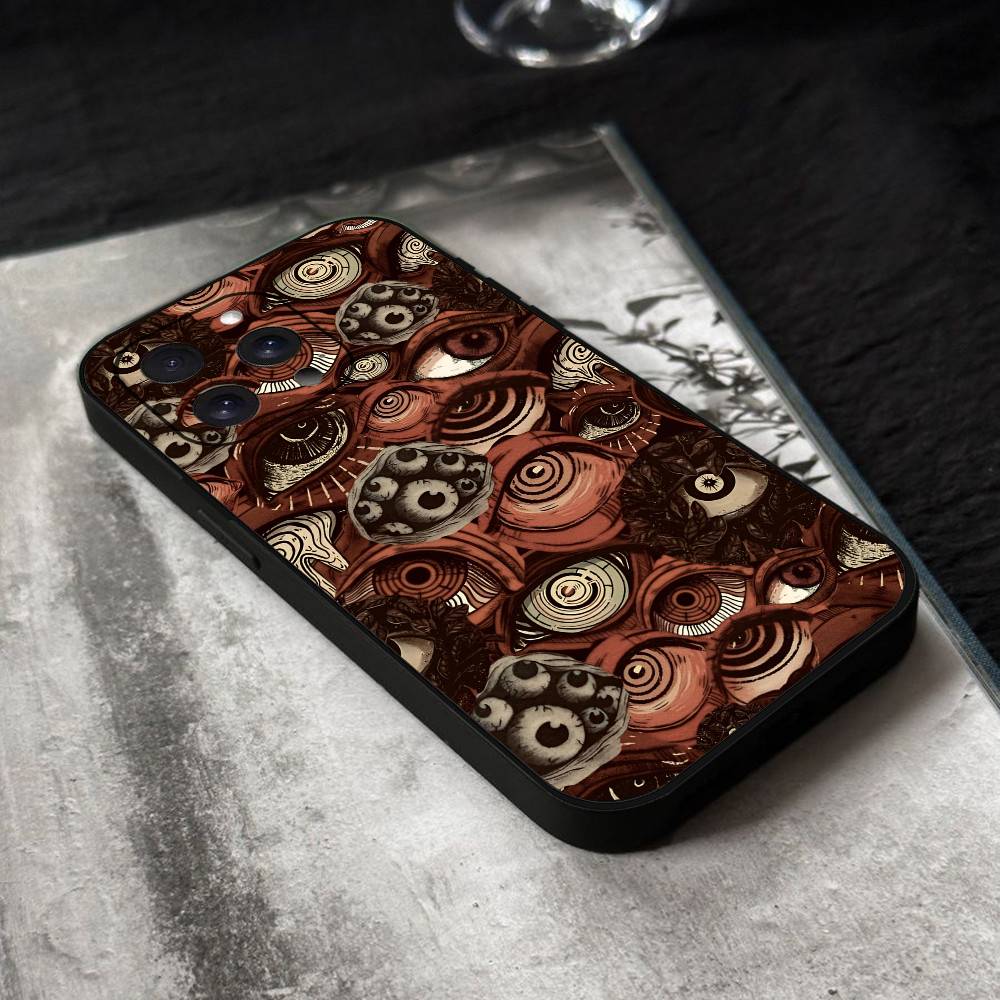 Vintage Evil Eyes Phone Case Black Silicone Soft Shell For IPhone 17 16 15 14 13 12 11 Air Pro Max Plus Hot Sale