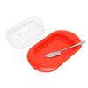 Round Edge Plastic Butter Storage Box Cheese Dessert Bread Container with Transparent Lid KnifeRed