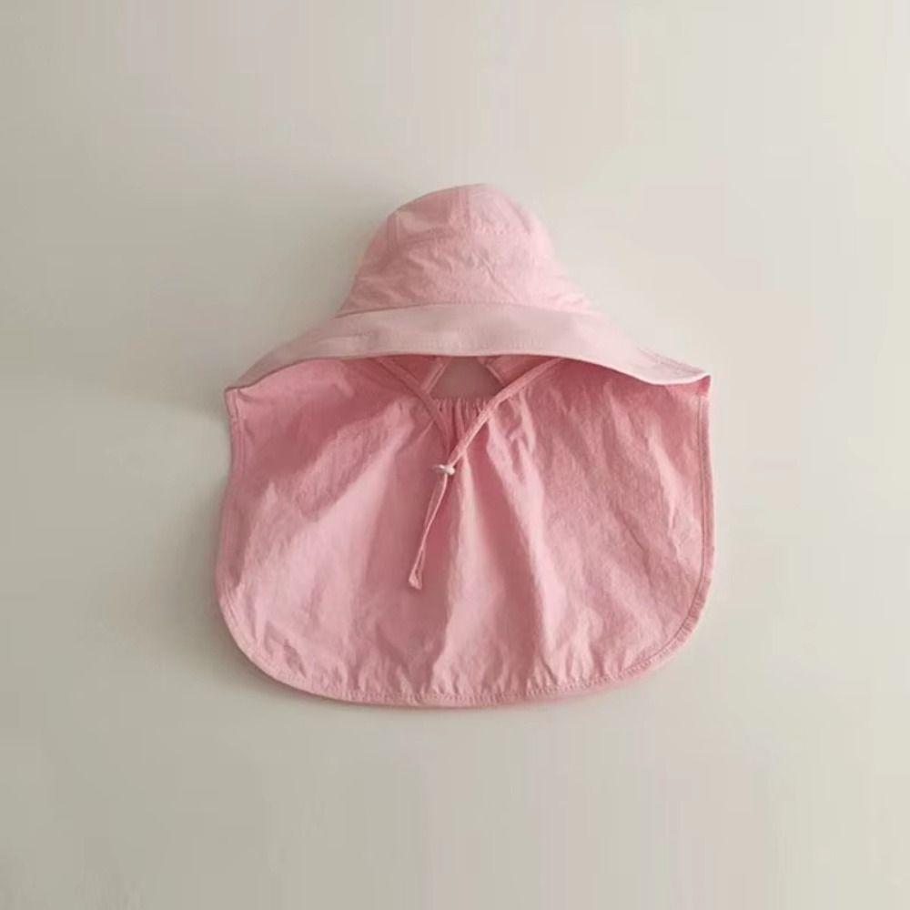 Solid Color Sunscreen Fisherman Cap Wide Brim Summer Sun Hat Fashion Children Bucket Hat  Girls
