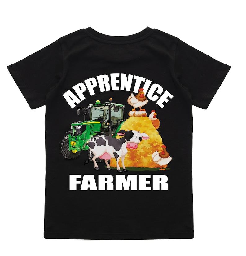 Apprentice trainee farmer black t-shirt kids children 100% cotton 130