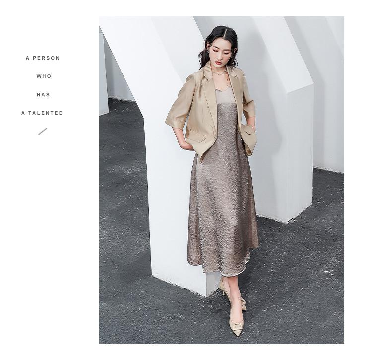 Five Sleeve Loose Thin Suit Jacket for Women's Summer Temperament Versatile Suit Top