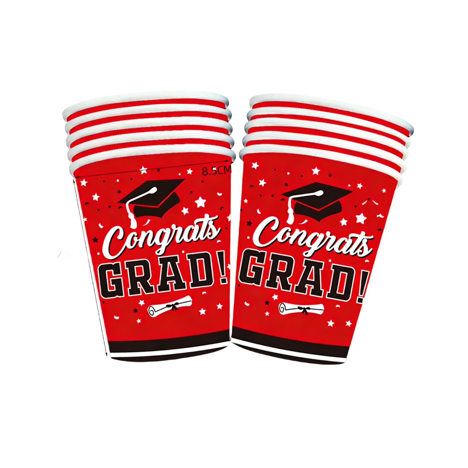 Black & Red Graduation Theme Party Decor Set — Student Graduation Gathering Tablecloth & Photo Kit