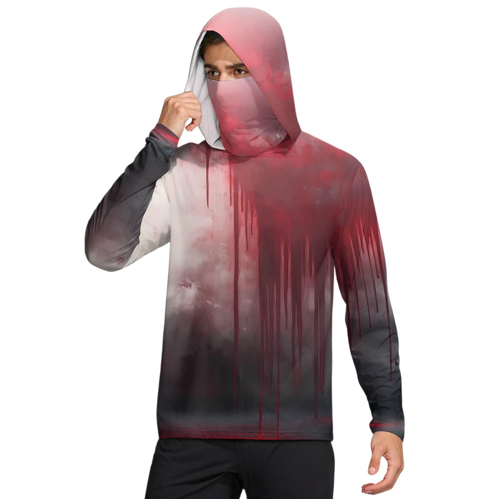 

Мужская рубашка с защитой от солнца UPF50+, быстросохнущая рубашка с длинным рукавом, рубашка для бега, тренировок, рыбалки XL винный