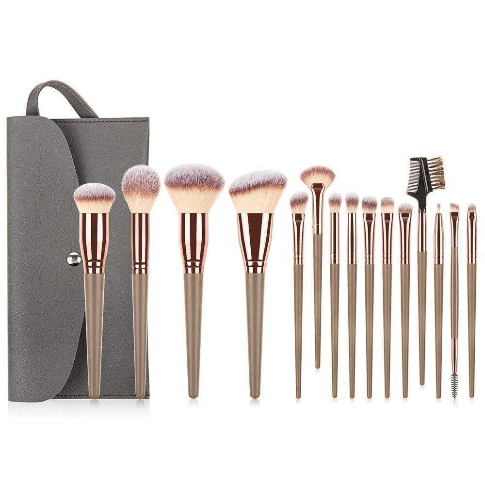 15Pcs Professional Makeup Brushes Set Bag Foundation Eyelash Eyebrow Eyeshadow Cosmetic Make Up Tool