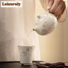 180ml Imitation Song Ru Kiln Xishi Teapot Luxury Cream Opening Piece Pot Tea Maker Kettle with Ball Hole Cafes Accessories Gift