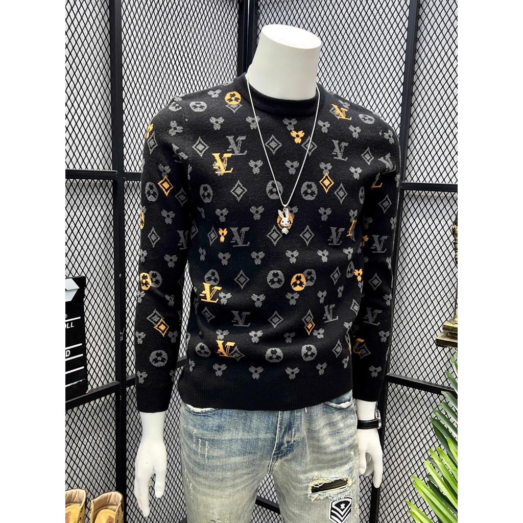 Men's Thick Warm Jacquard Sweater - Casual, Trendy, Loose Fit Knitwear for Winter
