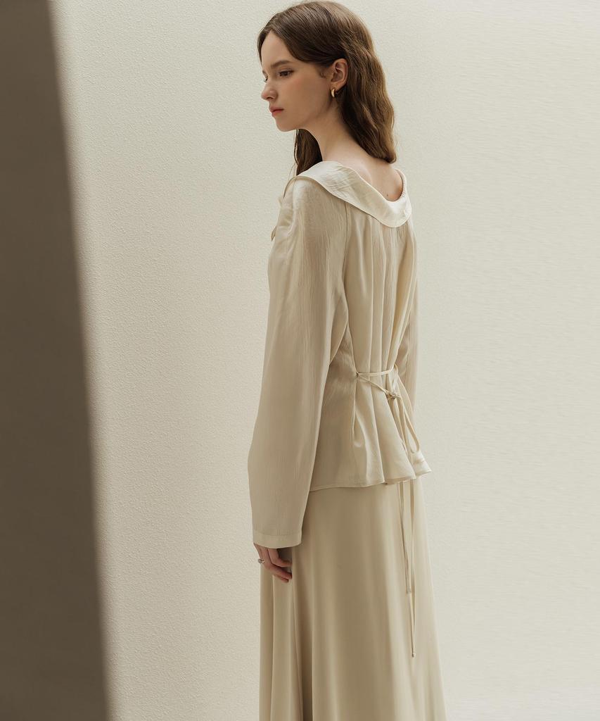 LAUTREDE MIN Haze Cowl Light Beige Blouse