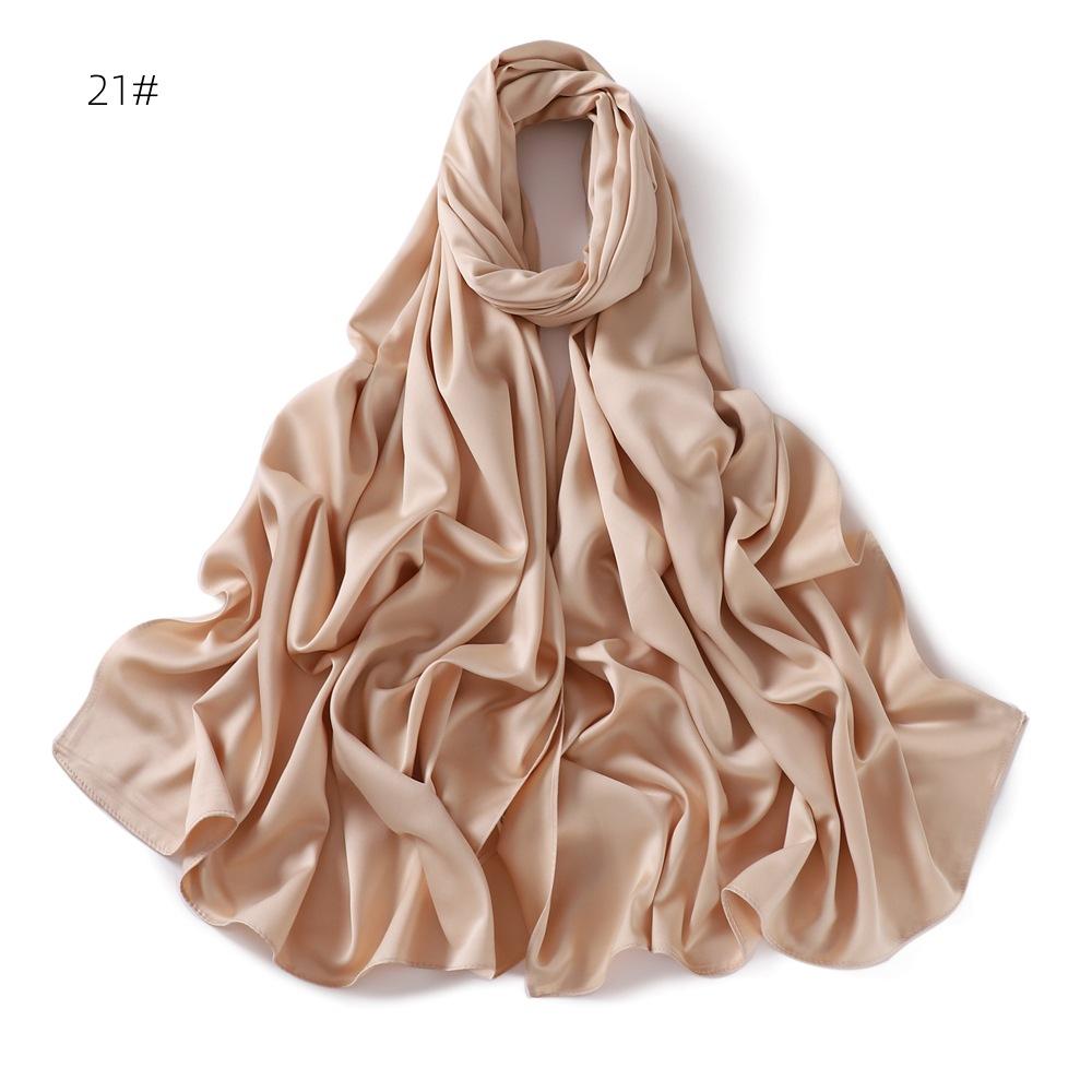 New Luxury Medine Silk Scarf For Women Muslim Plain Hijab Long Shawls Big Size Headscarf Wraps Islamic Turban Headband Bandana