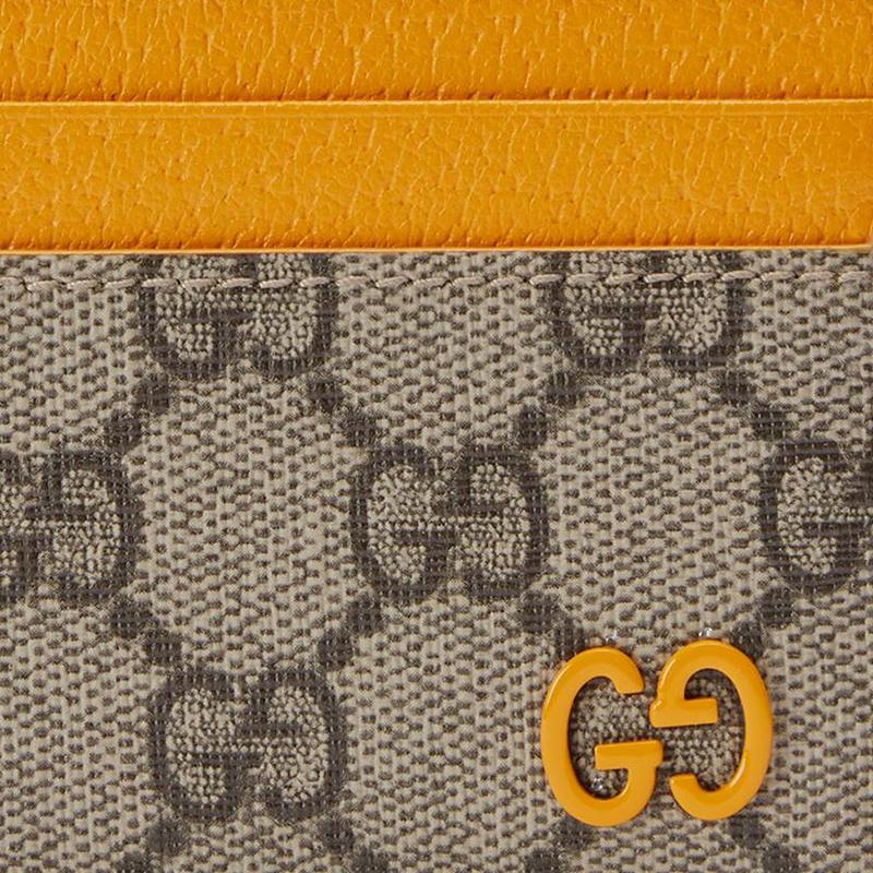 Gucci Doppel-G-Logo Keramikeffekt-Finish Leinwand und Leder Kartenetui Regular Herren Gelb/Braun