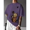 European and American Summer Men's Fashion Cartoon Graffiti Printed Comfortable Breathable Round Neck T-shirt Outdoor Street Top