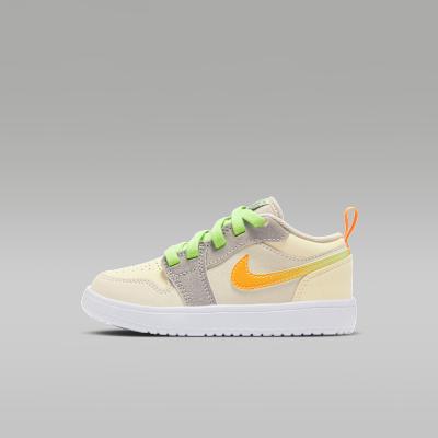 Jordan 1 Leather Kids Skateboarding Shoes Yellow Gray Multicolor Kids 33.5