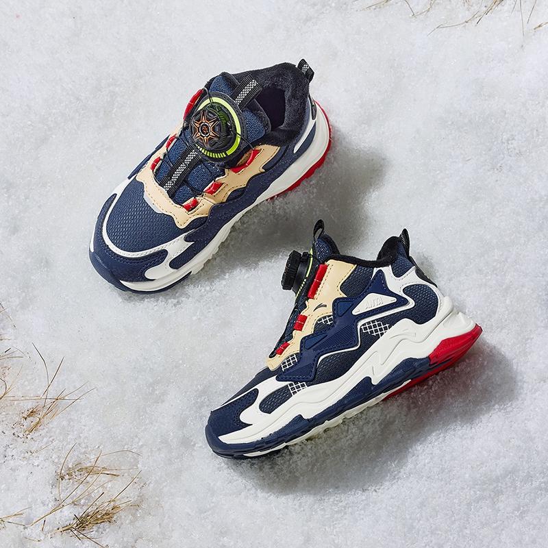 Anta Trendy Fashion Fleece Lined Warm Durable Non-Slip Kids Casual Shoes Kids Sneakers Blue White A312349902-3