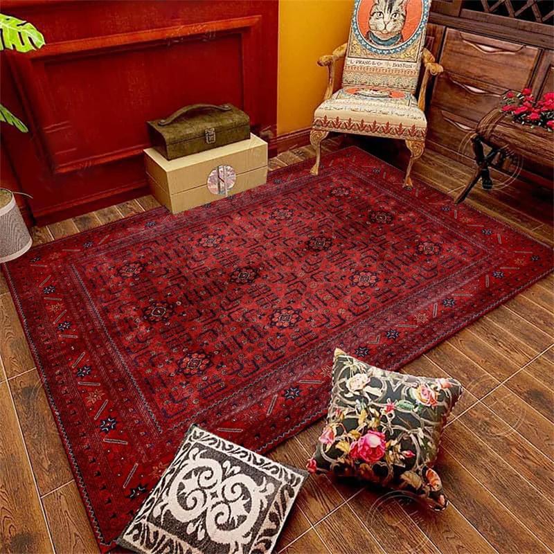 Orientalischer Roter Teppich Persischer Vintage-Stil Teppiche für Wohnzimmer Übergröße Roter Teppich Flurläufer Eingang Traditionelle Fußmatte