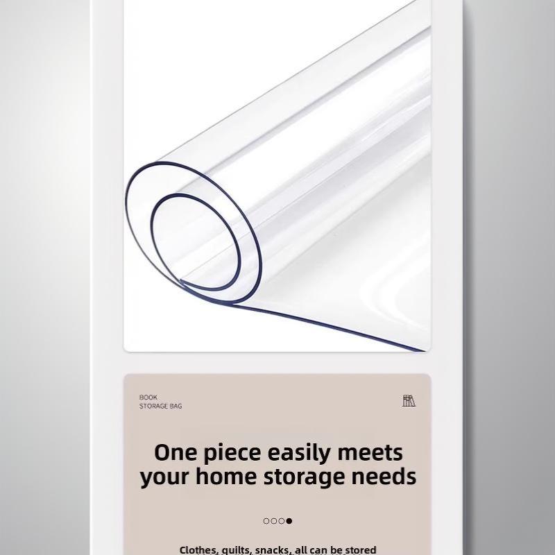 Space Saving Clear Transparent Book Storage Organizer with Sturdy Zipper Comfortable Handles for Bedroom Closet Storage