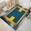 Basketball Court Print Carpet for Living Room, Blue and Yellow Design Suitable for Use As an Anti-slip for Living Room Bedroom Sofas