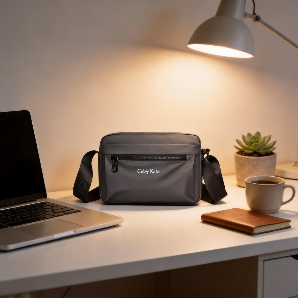 Men Waterproof Leather Film Crossbody Bag For Casual Travel And Commuting